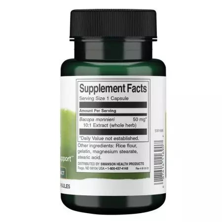 Swanson Bacopa Monniera 10: 1 Extrakt 50 mg 90 Kapseln