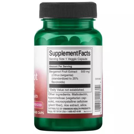 Extrait de bergamote de Swanson 500 mg 30 capsules de légumes