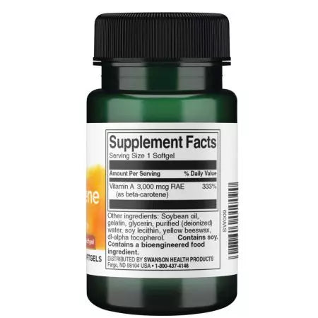 Swanson Beta Carotene 10.000iu (3000 mcg) 100 softgels