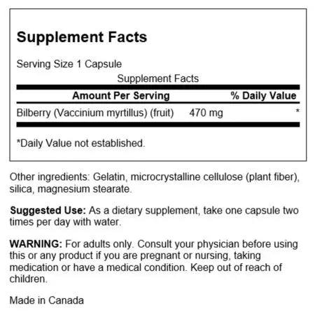 Swanson Bilberry Fruit 470 mg 100 kapsulas