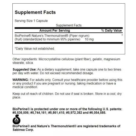 Swanson Bioperine 10 mg 60 kapselia