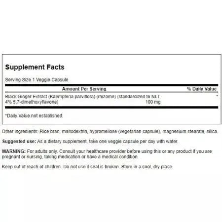 Swanson Black Ginger Extract 100mg 30 Veg Capsules