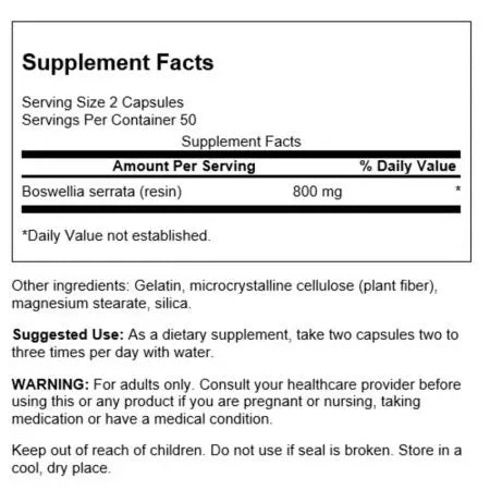 „Swanson Boswellia“ 400 mg 100 kapsulių