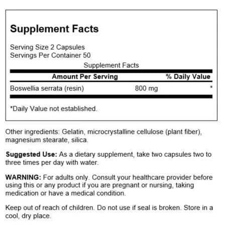 Swanson Boswellia 400mg 100 Capsules