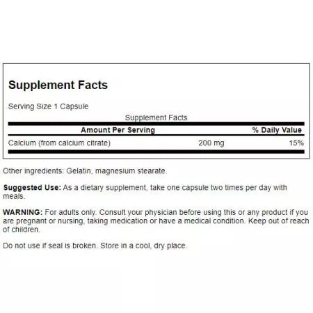 Swanson calciumcitraat 200 mg 60 capsules