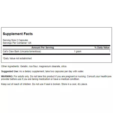 Garra de gato de Swanson Full Spectrum 500mg 250 cápsulas