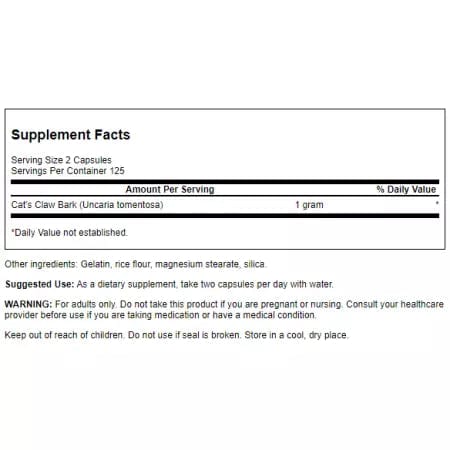 Swanson Full Spectrum Cat's Claw 500mg 250 Capsules