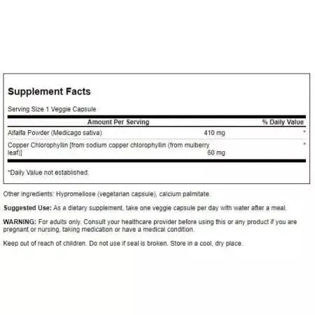 Swanson Chlorophyll as Chlorophyllin 60 mg 300 Veg Capsules