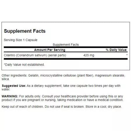 Swanson Cilantro 425 mg 60 capsules