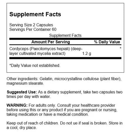 Swanson Cordyceps 600 mg 120 kapslar