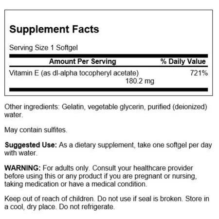 Swanson E400 400 RÜ (180,2 mg) 60 pehmetgelli