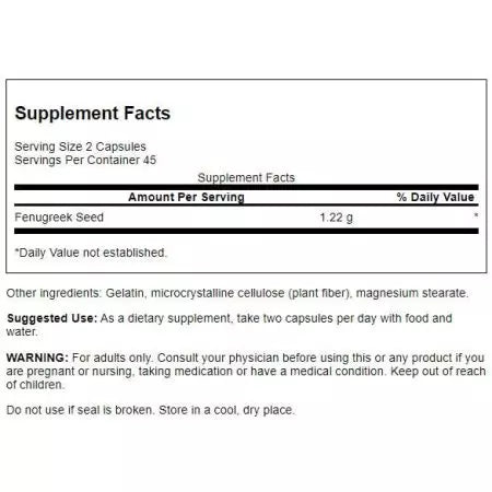 Swanson Fenugreek Seed 610mg 90 kapselia