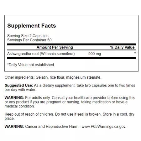 Swanson Full Spectrum Ashwagandha 450mg 100 Capsules