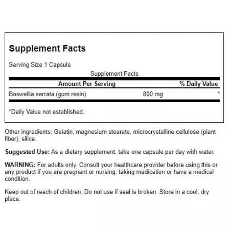 Swanson Spectrum Full Spectrum Boswellia Double Resistenza 800 mg 60 Capsule