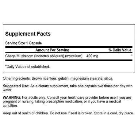 Swanson Full Spectrum Chaga Mushroom 400mg 60 κάψουλες