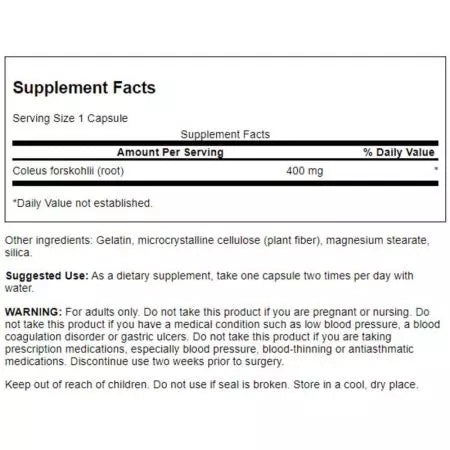 Swanson Full Spectrum Coleus Forskohlii 400mg 60 capsules