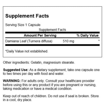 Swanson Full Spectrum Damiana 510 mg 100 Capsules