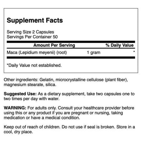 Swanson Full Spectrum maca 500 mg 100 kapszula