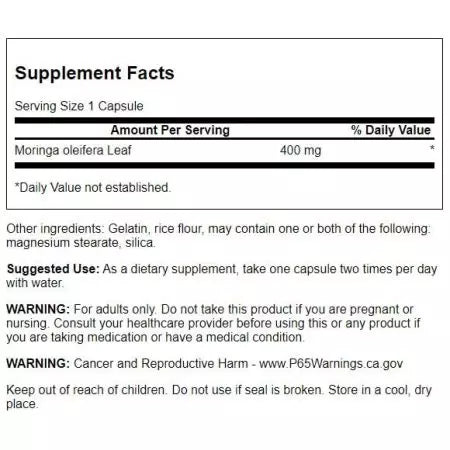 Swanson Full Spectrum Moringa Oleifera 400mg 60 cápsulas