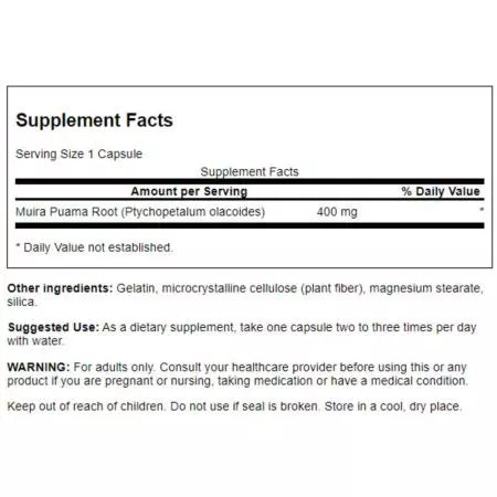 Swanson Full Spectrum Muira Puama 400 mg 90 Kapseln