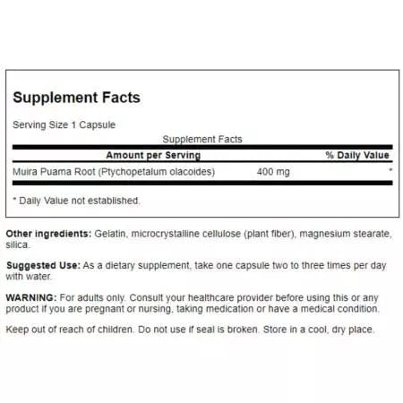 Swanson Full Spectrum Muira Puama 400 mg 90 Capsules