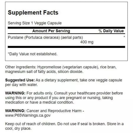 Swanson Full Spectrum Purslane 400mg 60 Capsule vegetariane