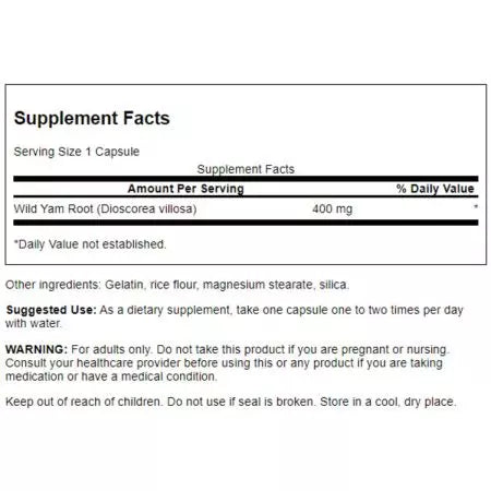 Swanson Full Spectrum Wild Yam 400mg 60 Cápsulas