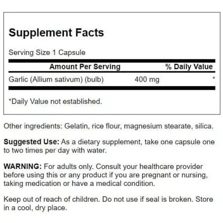 Swanson Garlic 400 mg 60 Capsules