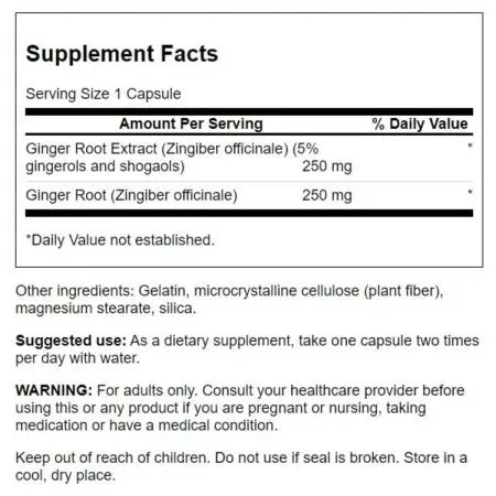 Rădăcina de ghimbir Swanson 250 mg 120 capsule