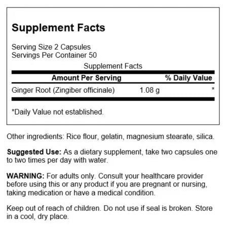 Swanson Ginger Root 540 mg 100 Capsules