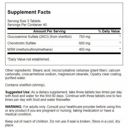 Swanson Glucosamine, Chondroitin & MSM 120 Tablets