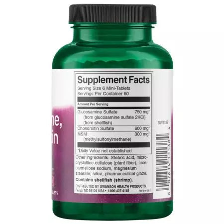 Swanson Glucosamine, Chondroitin și MSM 360 Minitablets