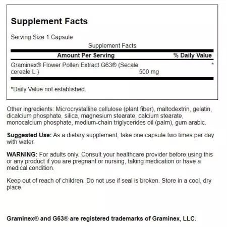 Swanson Graminex Blumenpollenextrakt 500 mg 60 Kapseln