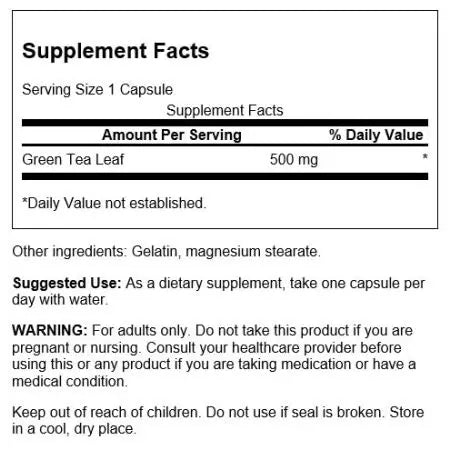 Swanson Green Tea 500 mg 100 Capsule