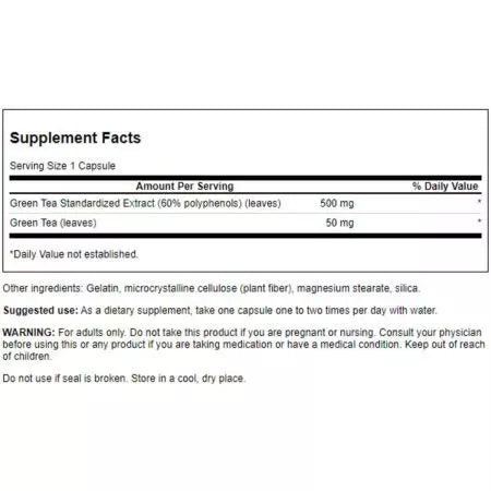 Extract de ceai verde Swanson 500 mg 60 capsule