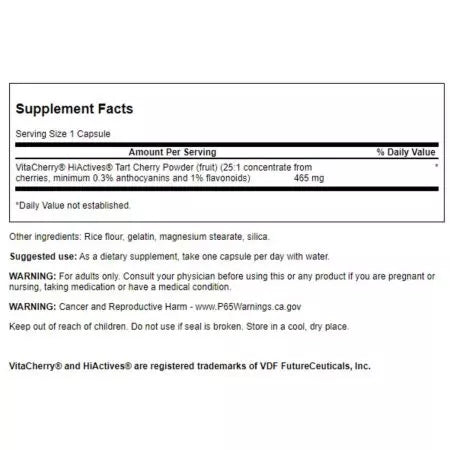 Swanson hiaktiivid hapukas kirss 465 mg 60 kapslit