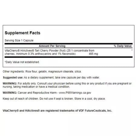 Swanson Hiactives Tart Cherry 465 mg 60 Capsules