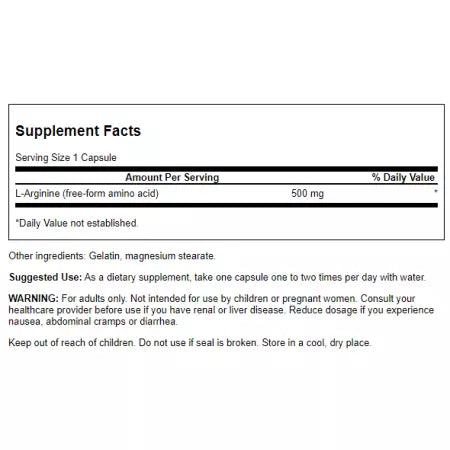 Swanson Larginin 500 mg 100 Kapseln