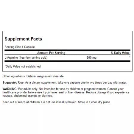 Swanson LArginine 500 mg 100 Capsules