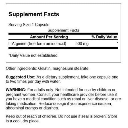 Swanson larginine 500 mg 200 kapszula