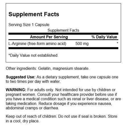 Swanson LArginine 500 mg 200 Capsules