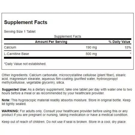 Swanson lcarnitine 500 mg 100 tabletta