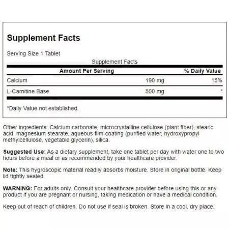 Swanson LCarnitine 500mg 100 Tablets