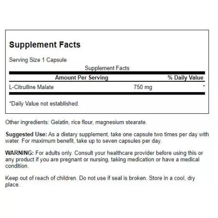 Swanson Lcitrulline Malate 750 mg 60 κάψουλες