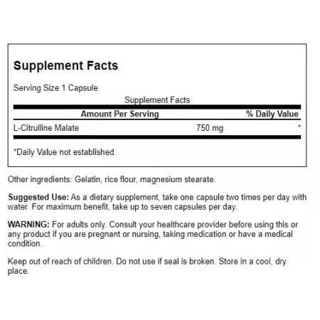 Swanson LCitrulline Malate 750 mg 60 Capsules