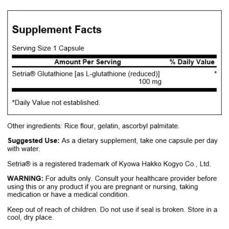 Swanson lgluthione 100 mg 100 kapsulių