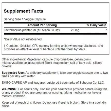 Swanson L. plantarum Probiotic 10 Billion CFU 30 Veggie Drcapsules