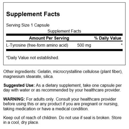 Swanson LTyrosine 500mg 100 Capsules