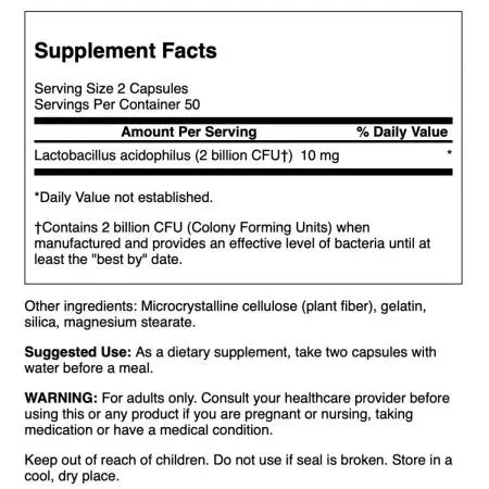 Swanson Lactobacillus Acidophilus 1 Billion CFU 100 Capsules