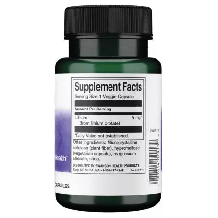 Swanson lithium orotaat 5 mg 60 vegetarische capsules